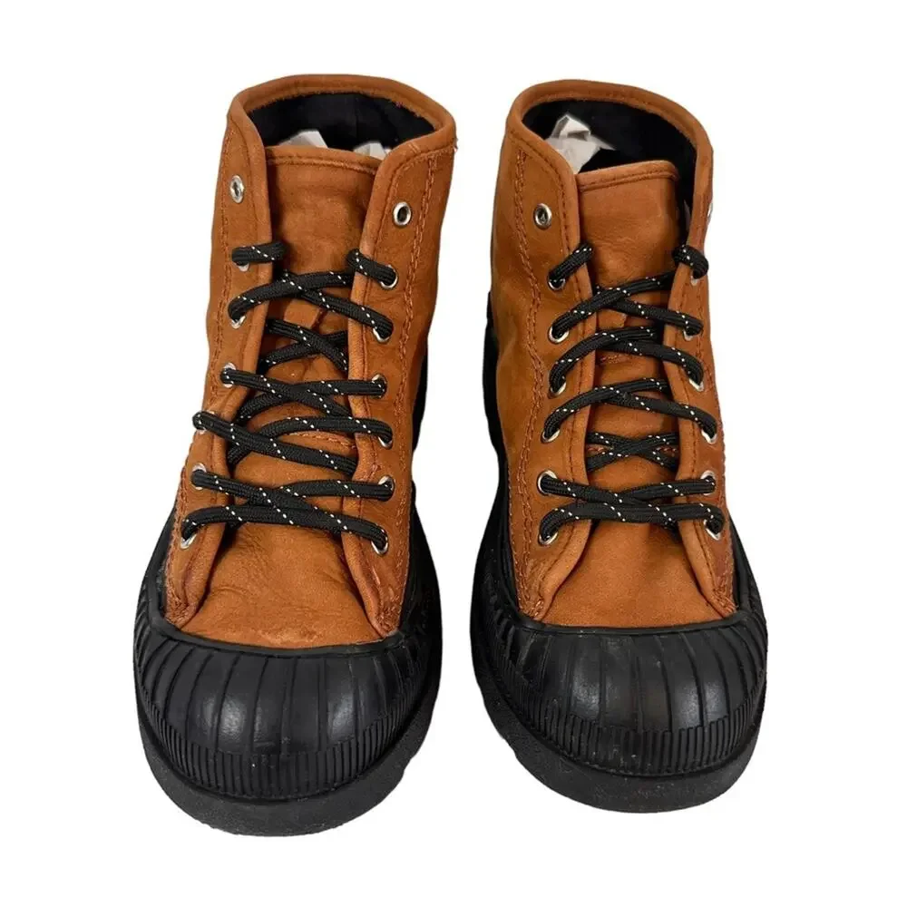Zara Boots Rain Days Leather Rubber Lug Boot High Tops Size EU 34 US 4 Rare HTF